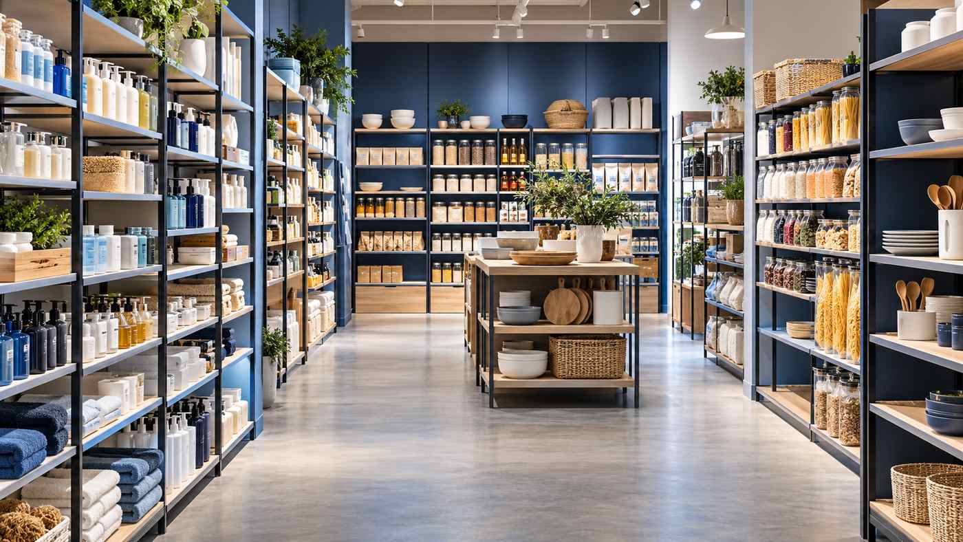 Retail shelves illustrating product assortment choices